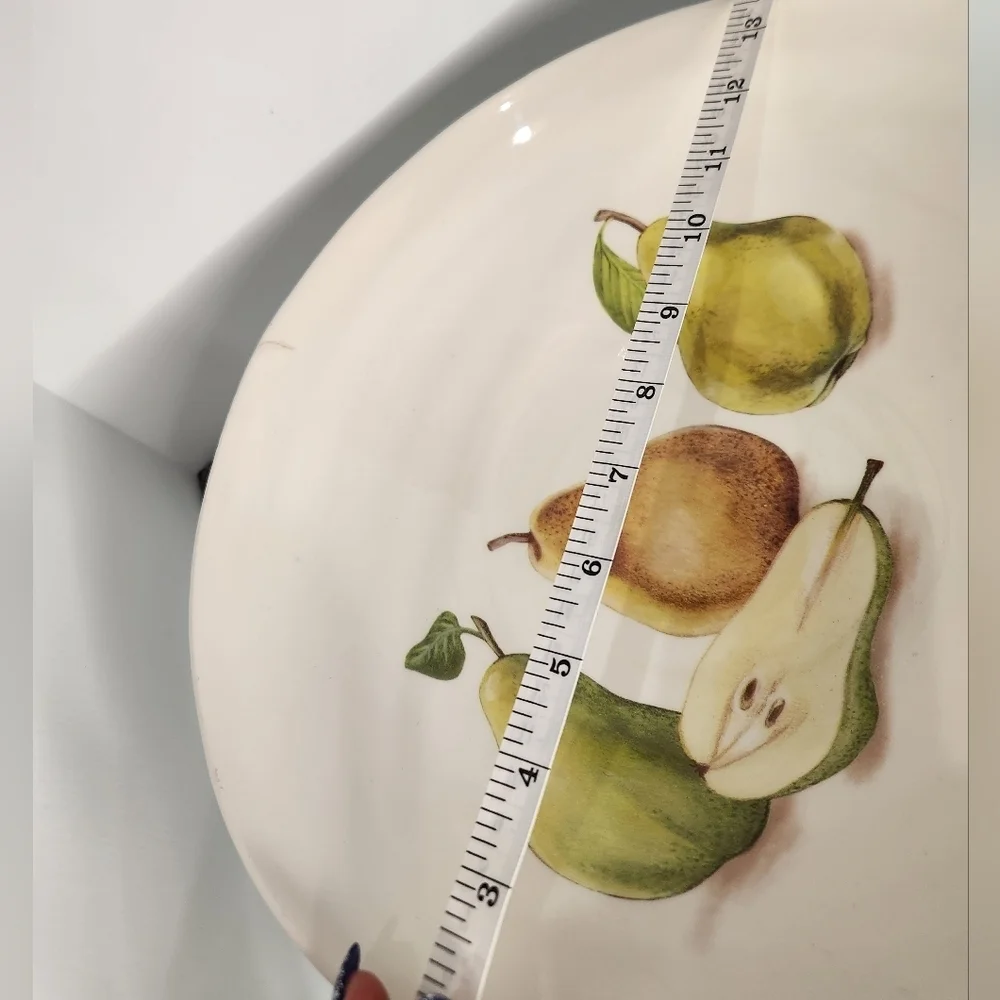 Ceramica Cuore large white pasta‎ bowl with hand painted pears